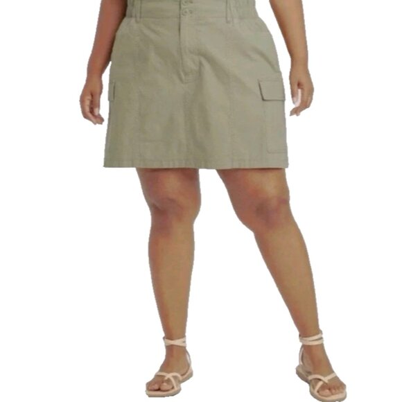 Ava & Viv Women's Cargo Mini A-Line Skort Sage Green- Size 1X Cotton - Picture 8 of 11